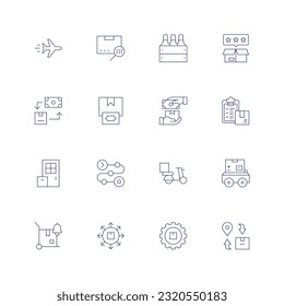 Delivery line icon set. Editable stroke. Thin line icon. Containing airplane, barcode, beer, best product, cash on delivery, checklist, delivery, product.