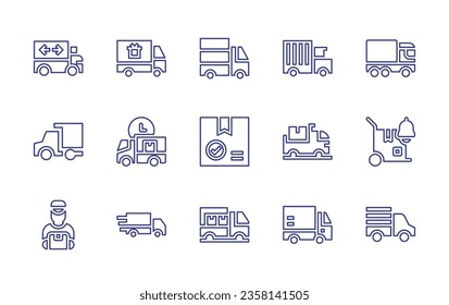 Delivery line icon set. Editable stroke. Vector illustration. Containing fast, delivery, truck, free delivery, package, box.