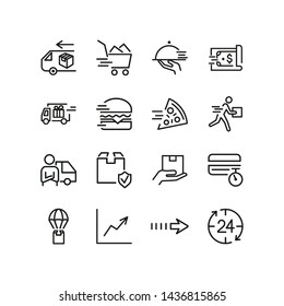 Delivery line icon set. Food, truck, box. Shipping concept. Can be used for topics like service, retail, shopping