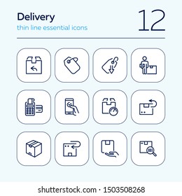 Delivery line icon set. Set of line icons on white background. Shopping concept. Shop, box, payment. Vector illustration can be used for topics like modern life, urban, comfort