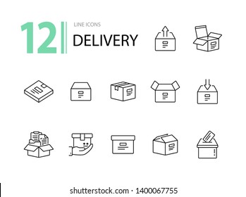 Delivery line icon set. Delivery and packaging concept.Vector illustration can be used for topics like post office, courier, logistics