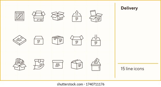 Delivery line icon set. Delivery and packaging concept.Vector illustration can be used for topics like post office, courier, logistics