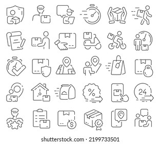 Delivery line icons collection. Thin outline icons pack. Vector illustration eps10