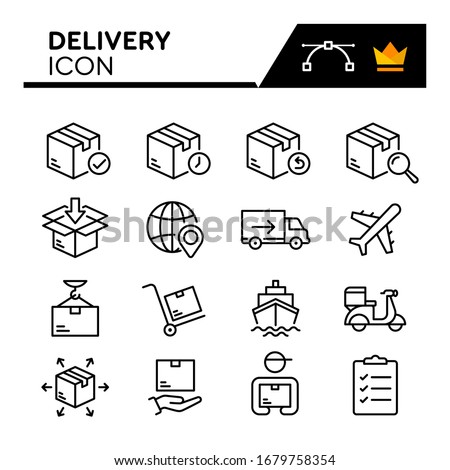 Delivery line icons set. Editable Stroke