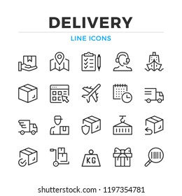 Delivery line icons set. Modern outline elements, graphic design concepts, simple symbols collection. Vector line icons