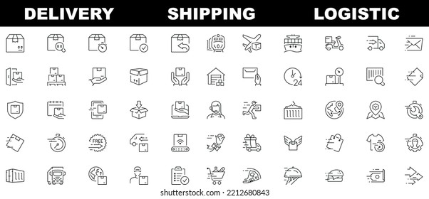 Delivery line icons set. Shipping, Logistic icons collection. Vector