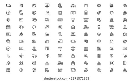 Delivery line icons set. Shipping icon collection. Vector
