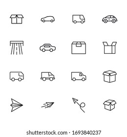 delivery line icons set. Stroke vector elements for trendy design. Simple pictograms for mobile concept and web apps. Vector line icons isolated on a white background. 