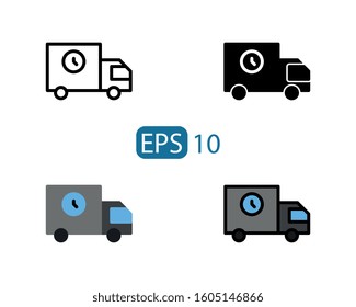 Delivery line, solid, flat, filled line style icon on white background, shipping vector illustration for web site or mobile app. EPS 10