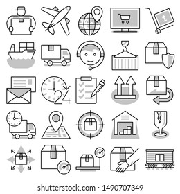Delivery line web vector icon set