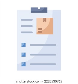 Estilo plano del icono del portapapeles de la lista de entrega con trazo editable. Ilustración vectorial 