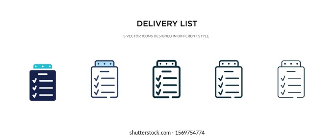 delivery list icon in different style vector illustration. two colored and black delivery list vector icons designed in filled, outline, line and stroke style can be used for web, mobile, ui