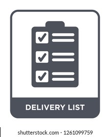delivery list icon vector on white background, delivery list trendy filled icons from Delivery and logistic collection, delivery list simple element illustration