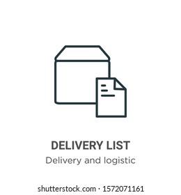 Delivery list outline vector icon. Thin line black delivery list icon, flat vector simple element illustration from editable delivery and logistic concept isolated on white background