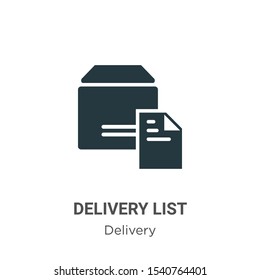 Delivery list vector icon on white background. Flat vector delivery list icon symbol sign from modern delivery collection for mobile concept and web apps design.