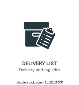 Delivery list vector icon on white background. Flat vector delivery list icon symbol sign from modern delivery and logistics collection for mobile concept and web apps design.