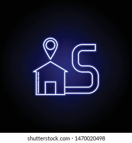 delivery location home line icon in blue neon style. Set of logistics illustration icons. Signs, symbols can be used for web, logo, mobile app, UI, UX
