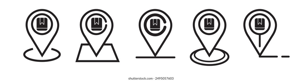 icono de ubicación de entrega. icono de ubicación de entrega línea diseño de Vector ilustración Plantilla