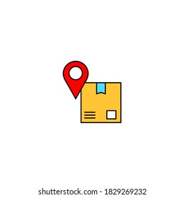 Icono de ubicación de entrega. icono de logística y entrega. icono de color relleno. simple, plano, contorno.