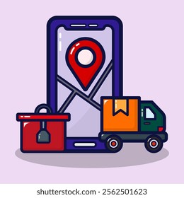 Delivery location icon. Logistic and delivery services concept. Isolated on premium design.  Flat cartoon vector illustration. 