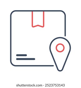 Delivery location icon. Parcel, Location, Pin, Package, Box, Tracking, Delivery, Home delivery, Shipment. Vector icon illustration