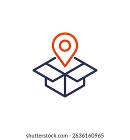 Delivery location icon. Location icon. Delivery product icon. Percel delivery icon.	