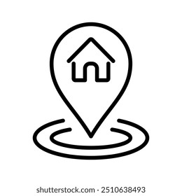 Vector de icono de ubicación de entrega. Camino de carretera como la línea delgada mapa de geolocalización