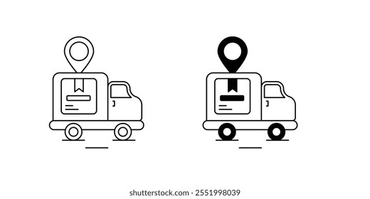 Icono de ubicación de entrega con fondo blanco Ilustración de stock de Vector