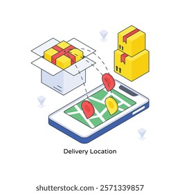 Delivery Location isometric Colored illustration. EPS File stock illustration