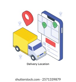 Delivery Location isometric Colored illustration. EPS File stock illustration