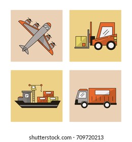 Delivery and logistic icons set