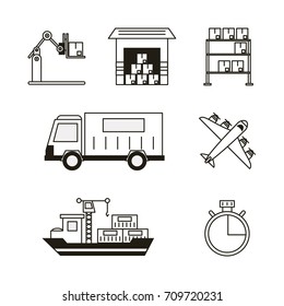 Delivery and logistic icons set