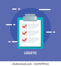 servicio logístico de entrega con diseño de ilustración vectorial de lista de comprobación