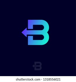 Delivery or logistic service logo. B monogram. The letter B with arrow on a dark background.