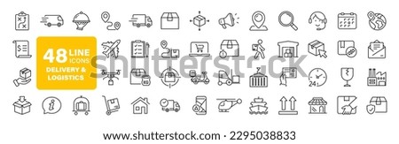 Delivery and Logistic set of web icons in line style. Shipping service icons for web and mobile app. Shipping, logistics, delivery, courier, tracking, refunds and more. Vector illustration