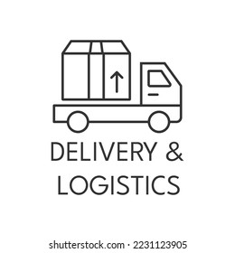Delivery, logistic thin line icon on white background