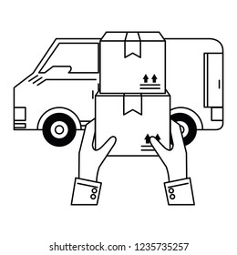 Delivery and logistics in black and white
