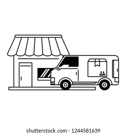 Delivery and logistics black and white