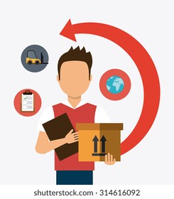 Delivery and logistics business operations, vector illustration eps 10