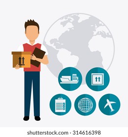 Delivery and logistics business operations, vector illustration eps 10