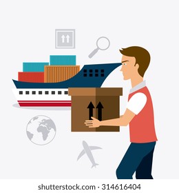 Delivery and logistics business operations, vector illustration eps 10