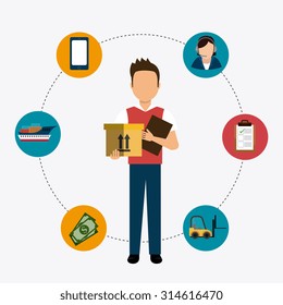 Delivery and logistics business operations, vector illustration eps 10