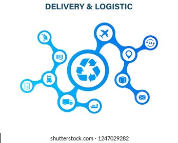 Delivery and Logistics concept. Express Delivery. Web icon set. Logistic, service, shipping, distribution, transport, market concepts.Vector illustration.