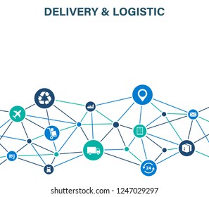 Delivery and Logistics concept. Express Delivery. Web icon set. Logistic, service, shipping, distribution, transport, market concepts.Vector illustration.