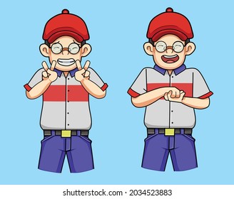 Delivery Logistics Courier Big Smile Mascot, Cartoon Art Vector Illustration