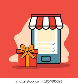 Delivery logistics gift and smartphone