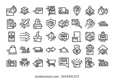 Delivery and logistics icon set