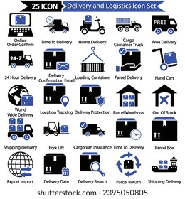Delivery and Logistics Icon Set, Vector graphics