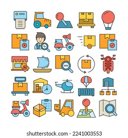delivery and logistics icons set