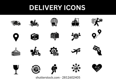 Delivery and Logistics Icons Set - Shipping, Courier and Transport Vector Collection